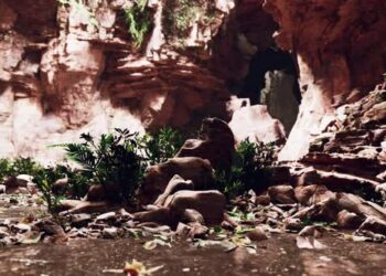 VideoHive Large Fairy Rocky Cave with Green Plants 47581767
