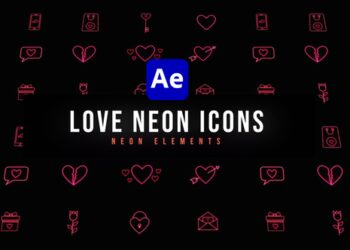 VideoHive Love Neon Icons 47251799