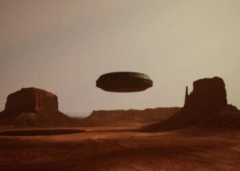 VideoHive Mysterious Craft Floating Above the Arizona Desert 47592484