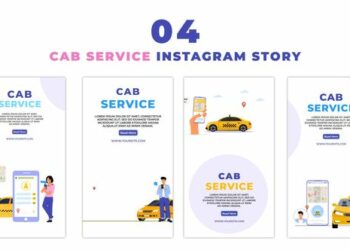 VideoHive Online Cab Service 2D Character Instagram Story 47439375
