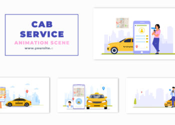 VideoHive Online Cab Service Vector Animation Scene 47251059