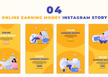VideoHive Online Earning Money Character Animation Instagram Story 47390685