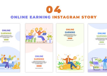 VideoHive Online Earning Money Flat Character Instagram Story 47393411