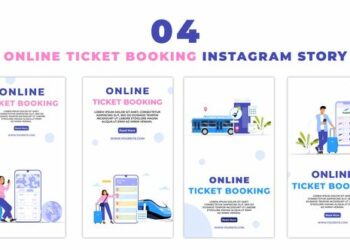 VideoHive Online Ticket Booking Flat Character Instagram Story 47440133
