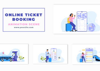 VideoHive Online Ticket Booking For Travel Character Animation Scene 47273983