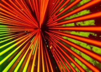 VideoHive Orange And Lime Neon Glowing Sci-Fi Triangular Dimension Background Vj Loop In HD 47574163