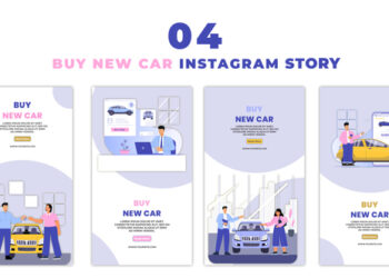 VideoHive People Buying New Car 2D Character Instagram Story 47390346