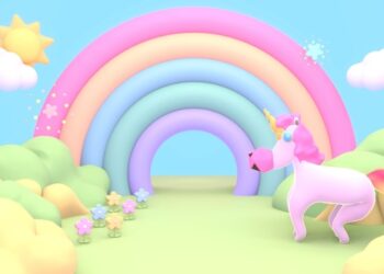 VideoHive Rainbow Grass Land With Unicorn 46810371