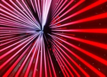 VideoHive Red And White Neon Glowing Sci-Fi Triangular Dimension Background Vj Loop In HD 47574166