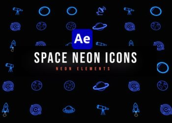 VideoHive Space Neon Icons 47251807
