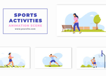 VideoHive Sport Activities Flat Character Animation Scene 47250693