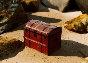 VideoHive Treasure Chest in Sand Dunes on a Beach 47581754