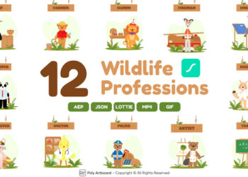 VideoHive Wildlife Professions Lottie Scenes 47635541