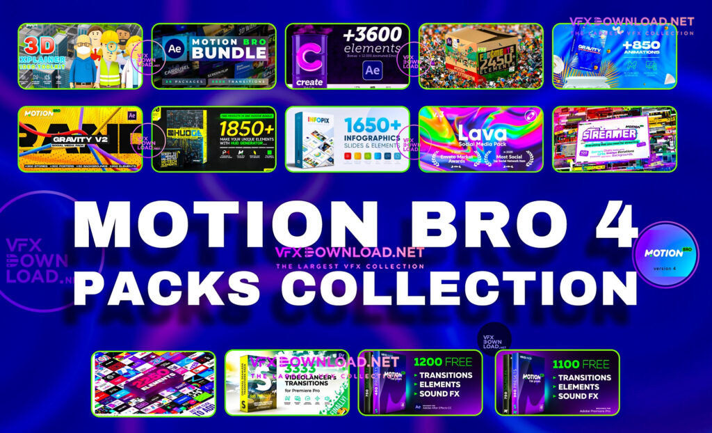 Motion Bro 4 Packs Collection 2023 The Biggest Free Video Editing