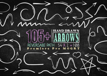 VideoHive 105 Hand Drawn Arrow Pack Mogrt 47252681