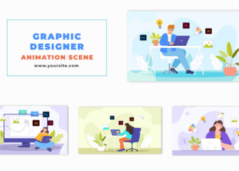 VideoHive Animated Graphic Designer Character Animation Scene 47495034