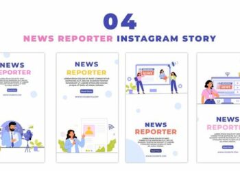 VideoHive Animated News Reporter Flat Character Animated Instagram Story 47454509