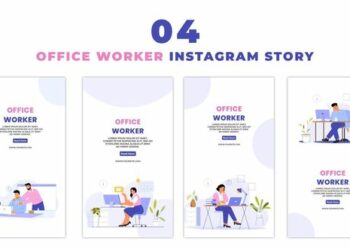 VideoHive Animated Office Worker Flat Character Instagram Story 47453811