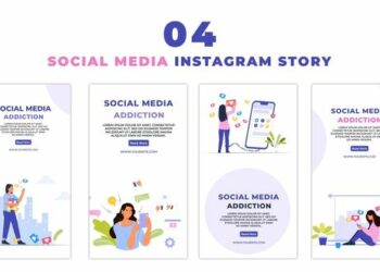 VideoHive Animated Social Media Addicted Girls Flat Character Instagram Story 47455075