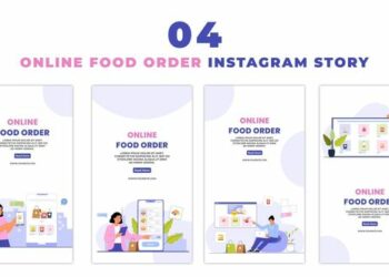 VideoHive Creative Online Food Order Flat Character Instagram Story 47453822