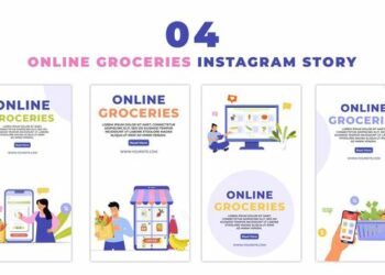 VideoHive Eye Catching Online Groceries Order Flat Vector Instagram Story 47455452