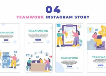 VideoHive Eye Catching Teamwork Employees Flat Vector Instagram Story 47470337