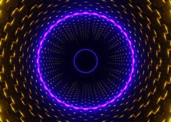VideoHive Gold With Purple Cylindrical Mechanism Background Vj Loop In HD 47574170