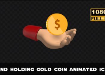 VideoHive Hand holding gold coin Animated icon 47554548
