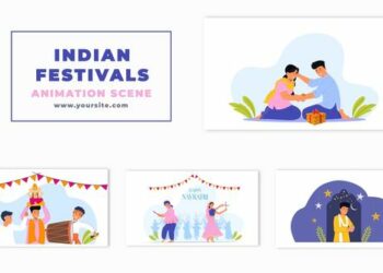 VideoHive Indian Traditional Festivals Celebrating Character Animation Scene 47354791