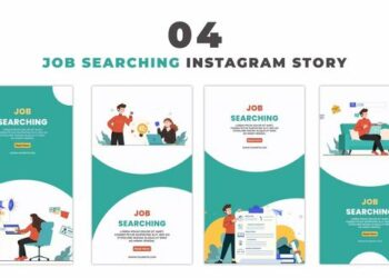 VideoHive Job Searching Flat Character Animation Instagram Story 47450360