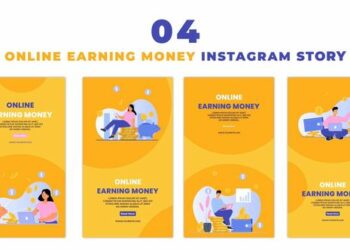 VideoHive Online Earning Money Flat Character Animation Instagram Story 47450328