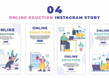 VideoHive Online Educating Students Flat Character Instagram Story 47470336