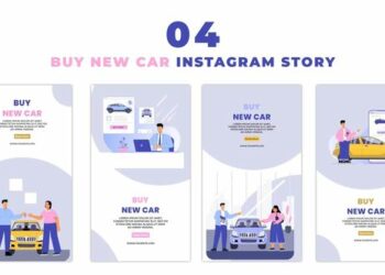 VideoHive People Buying New Car Flat Character Instagram Story 47450326