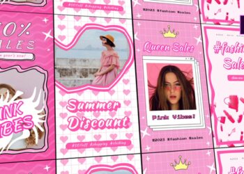 VideoHive Pink Stories Pack 47457383