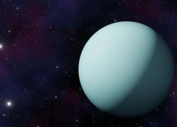 VideoHive Planet Uranus view from outer space and twinkling stars in the Milky Way galaxy 3d render. Solar 47562865
