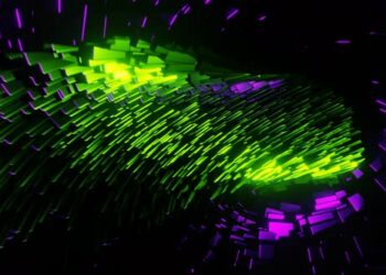 VideoHive Purple And Green Squares Within Circle Background Vj Loop In 4K 47574187