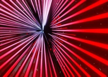 VideoHive Red And White Neon Glowing Sci-Fi Triangular Dimension Background Vj Loop In 4K 47574169
