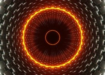 VideoHive Silver With Orange Cylindrical Mechanism Background Vj Loop In HD 47574178
