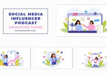 VideoHive Social Media Influencer and Interview Podcast Character Animation Scene 47351173
