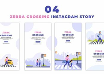VideoHive Zebra Crossing People Flat Vector Instagram Story 47455566