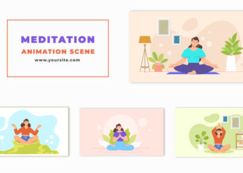VideoHive 2D Animation Scene of a Flat Character Engaged in Meditation 47865862