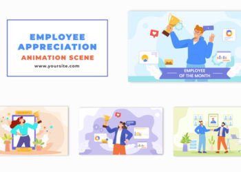 VideoHive Animated Flat Character Employee Receiving Recognition 47865474