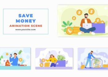 VideoHive Animated Money Saving Flat Characters Scene 47881292