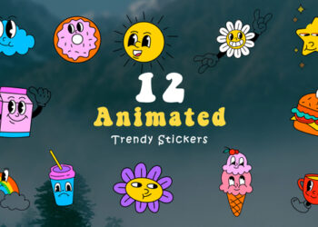 VideoHive Animated Scene of Trendy Sticker Pack Designs 47872070