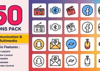 VideoHive Dual Icons Pack - Communication & Multimedia 47737917