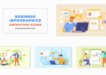 VideoHive Flat Character Design Animation Scene with Business Infographics 47865759