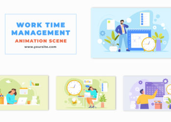 VideoHive Flat Design Animation Scene of Characters Organizing Work Time 47865710
