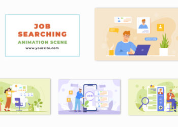 VideoHive Online Job Searching Flat Character Animation Scene 47869111