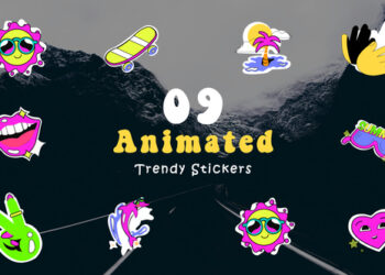 VideoHive Trendy Stickers Animated Scene 47871692