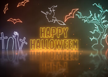VideoHive Halloween Neon Party Opener 48762286